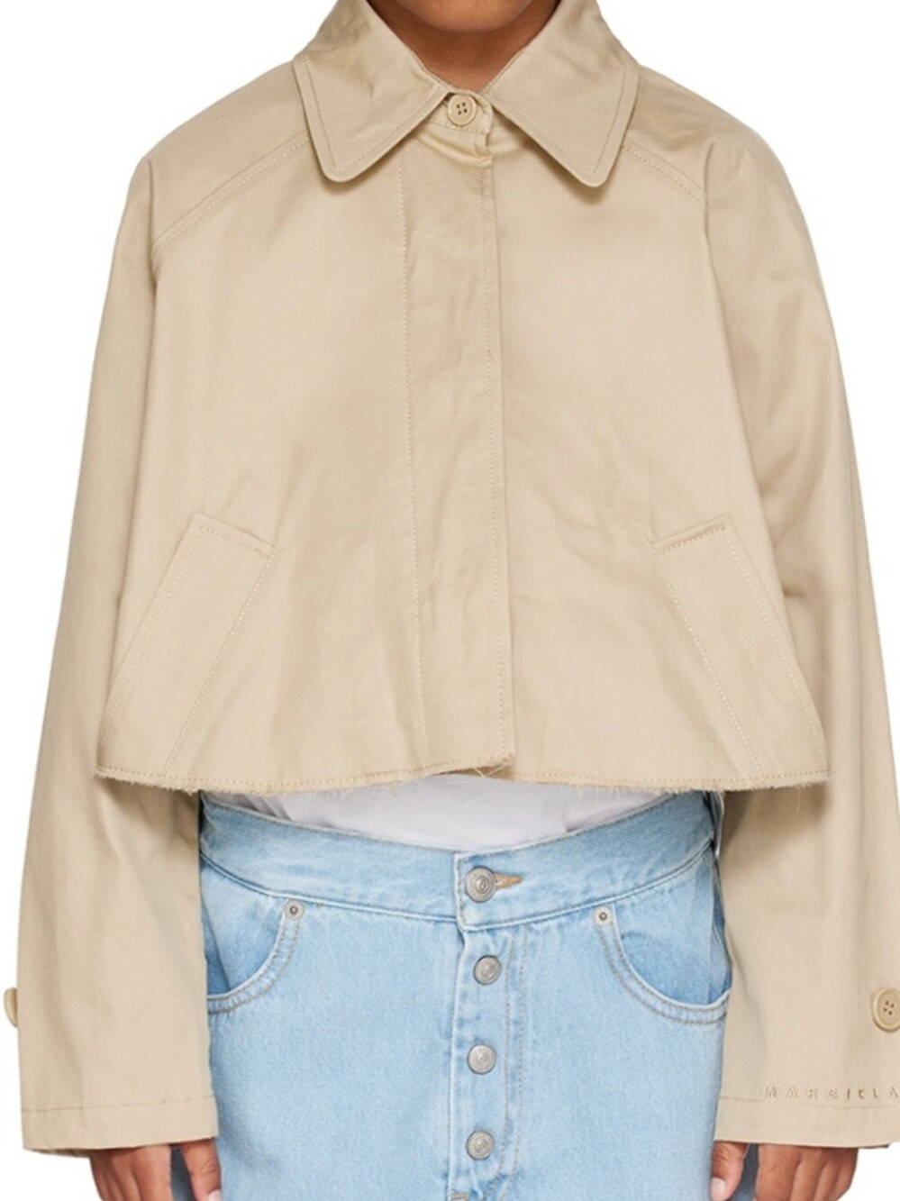 MM6 Maison Margiela Beige Cropped Cotton Twill Jacket Size 16